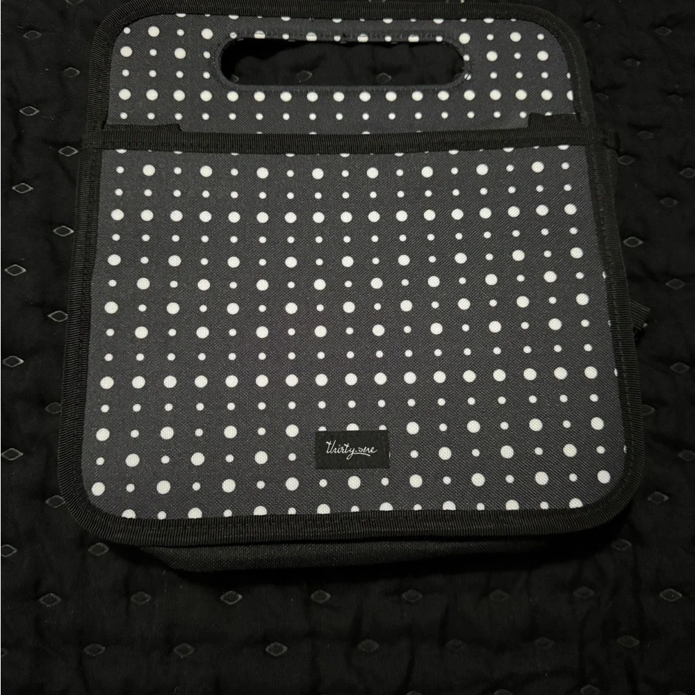 Thirty One Black and White Polka Dot Tote
